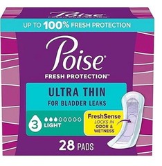 Poise Fresh Protection Incontinence Pads for Women, Regular & Long, New