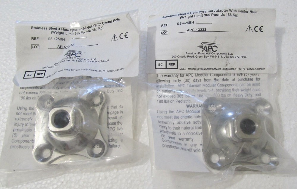 2pcs APC SS-425BH Prosthetic Stainless 4 Hole Pyramid Adapter w/ Center Hole
