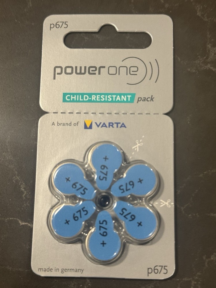 Power One Size 675P Implant Plus Cochlear Hearing Aid Batteries (6 Cells)
