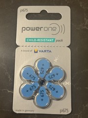 Power One Size 675P Implant Plus Cochlear Hearing Aid Batteries (6 Cells)