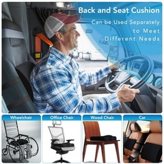Memory Foam Seat Cushion & Lumbar Support Pillow for Office, Car, Wheelchair – P