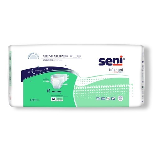Seni Super Plus Adult Incontinence Brief M Heavy Absorbency – 3 Packs of 25