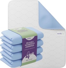 18×24 Waterproof Bed Pads | Pack of 4 Cotton Blend, Ideal for Adults and Pets