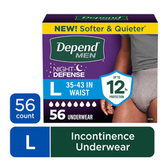 Depend Night Defense Incontinence Underwear for Men, Adult Diapers, L, 56 Count