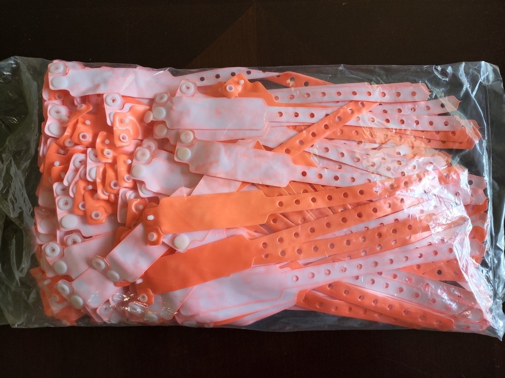 Lot of 250 Orange Adult Adjustable Hospital Patient / Event 9″ ID Wristbands