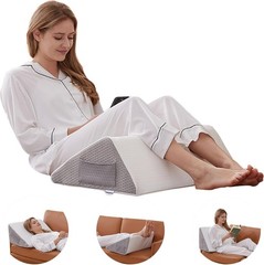 Knee Pillow for Back Sleeping, Leg 23.6*18.9*7.9 Inch, White/Grey