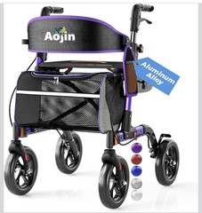Aojin Rollator Walker For Seniors With Seat 8″All Terrain Wheels 350Lb Purple