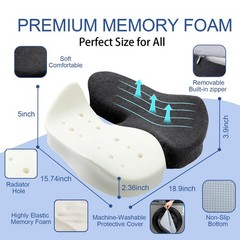 DAPOTUGI X Large Memory Foam Seat Cushion for Office Chair,for Back Support, …