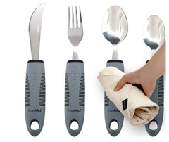 Adaptive Silverware 4 Pc For Elderly Arthritis Medium Weight 3.35 oz- Bunmo