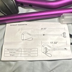 KINGGEAR Offset Handle Cane Adjustable Foldable Purple Ergonomic Wrist Strap