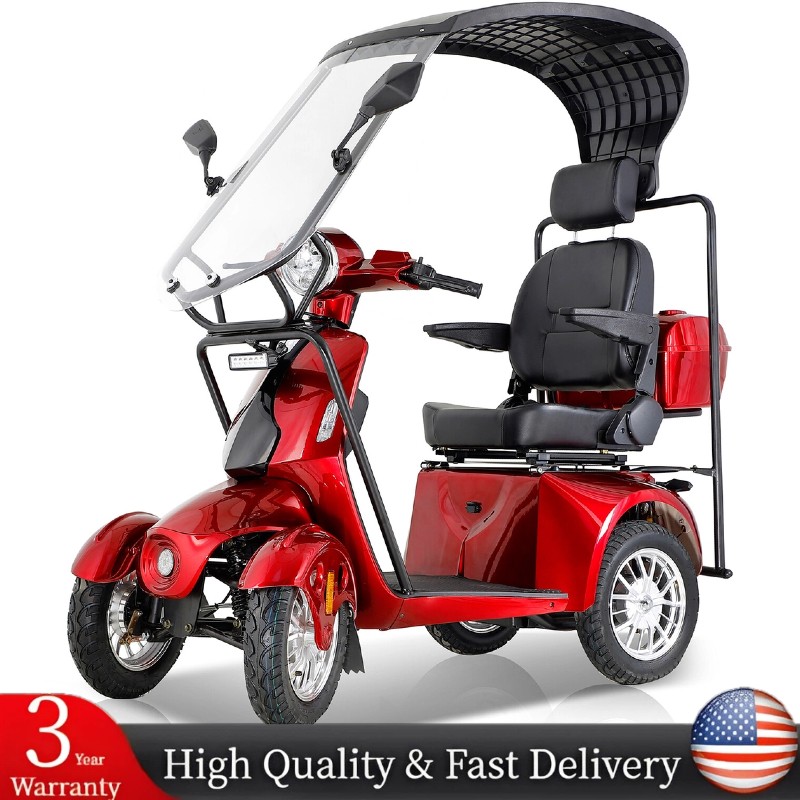 800W Four Wheel Mobility Scooter w/ Windshield for Senior&Adults 500lbs US Stock