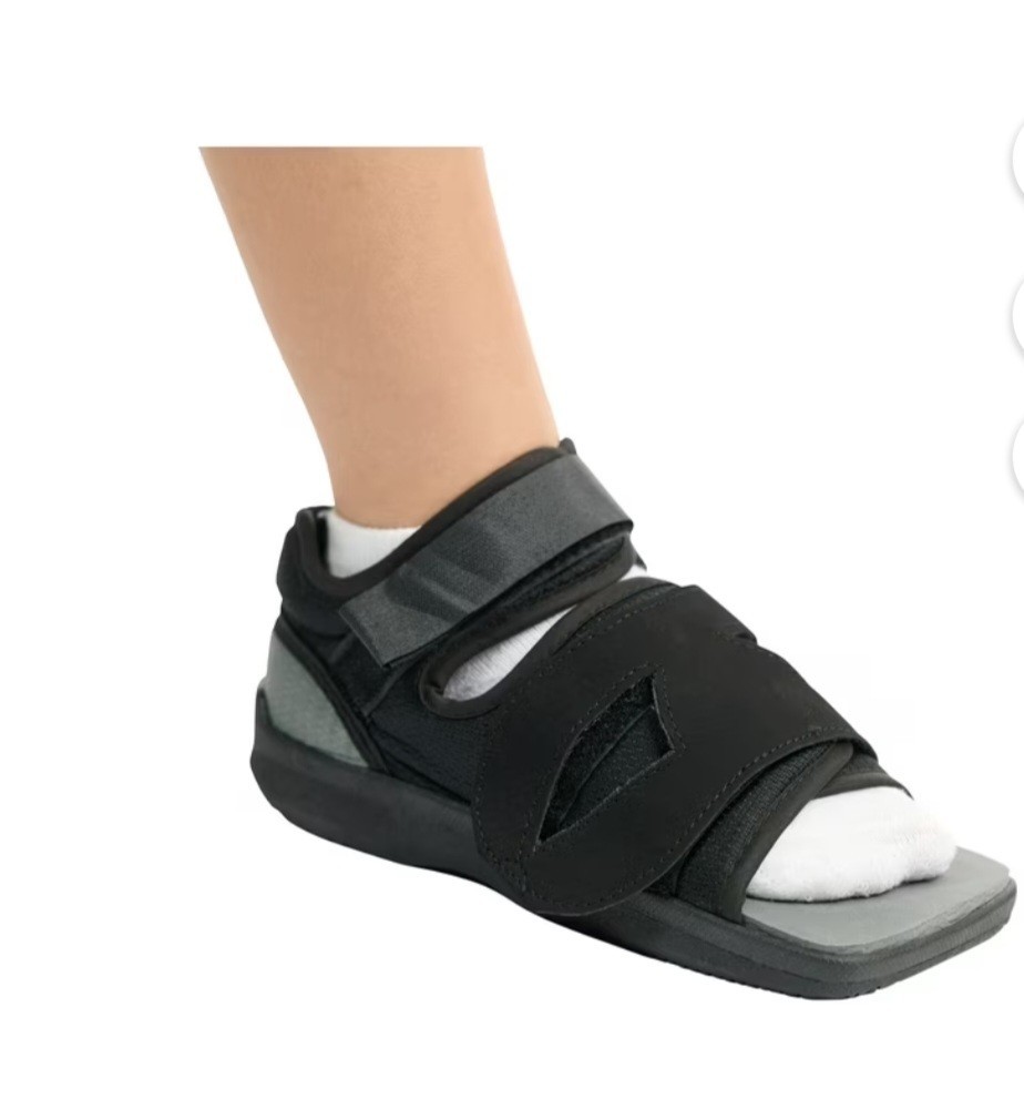 United Ortho Adjustable Post-Op Shoe, Open Square Toe, Rocker Sole, Black