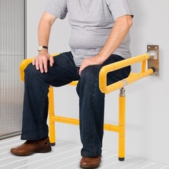 Foldable Wall-Mounted Shower Chair 440 lb Capacity Yellow