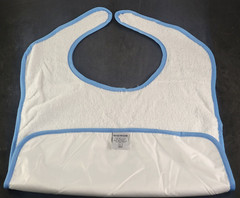BULK PACK OF 48 Adult Bibs 18×30 Absorbent Clothing Protector Bib White/Blue