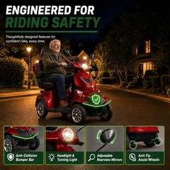 4-Wheel Electric Mobility Scooter 1000W 60V 20Ah 15.53mph for Adults & Seniors