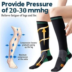 Full Toe Compression Socks Wide Calf For Women Men 20-30 mmHg Plus Size Stocking