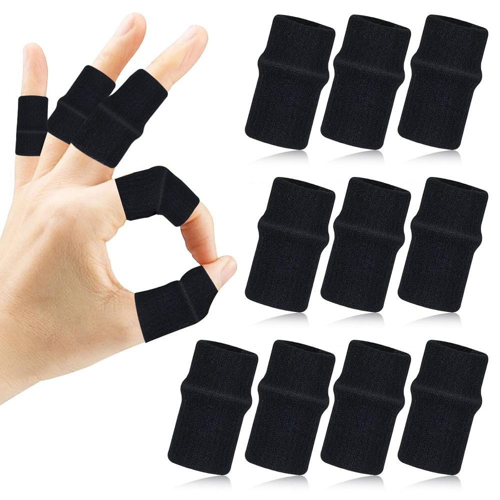 10 Pcs Black Finger Sleeves, Breathable Finger Brace, Compression Support for Ar
