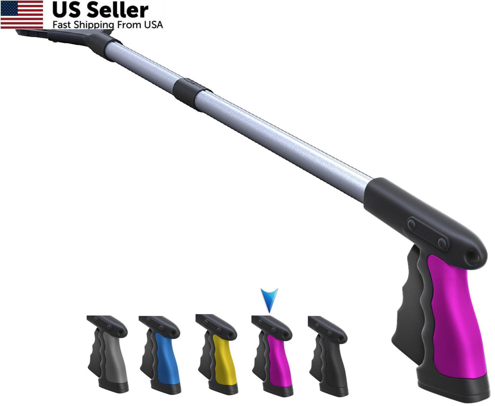 FitPlus 2025 Upgrade PowerGrip T9, Grabber Reacher 32 Inch (Pack of 1), Pink