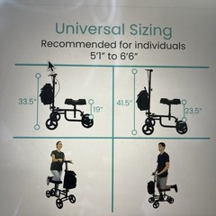 Vive Health Knee Walker-SKU MOB1007SLV-Black Foldable and Adjustable-NIB