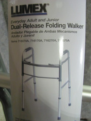 Lumex Dual-Release Folding Aluminum Walker w/Wheels (New)