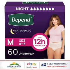Medium Adult Diapers for Women, Odor Control and Overnight Protection, 60 Count