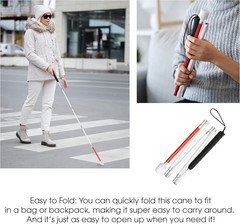 Blind Cane Stick Reflective Red White Foldable Walking Baston for Visually