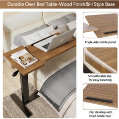 Overbed Bedside Table with Wheels for Home Nursing Home Assisted Living Hospital