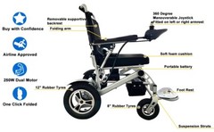 SilverDual Motor Adult Wheelchair57lbs Foldable Weight Capacity 300lbs 24V 240W