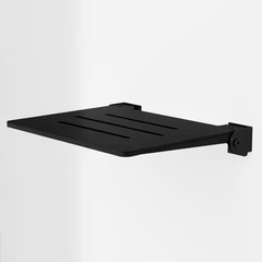 Slimline Folding Wall Mount Shower Bench Seat, Matte Black Seat with Matte Black