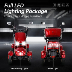 800W Mobility Scooter 15mph 31mi Range, LED, 440lb