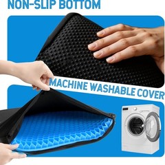 Gel Seat Cushion for Long Sitting, Ergonomic Cooling Pad, Non-Slip Cover-XXLarge