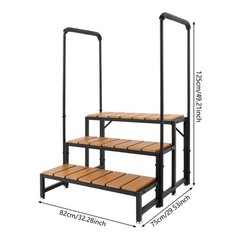 3 Steps Stairs with Dual-handrails Stairs w/Leveling Foot Step Stairs