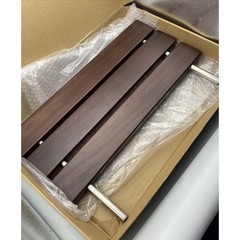 20″ Folding Teak Shower Seat Wall Mounted,Fold Down Seat Chrome/Dark brown *READ