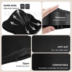 Extra Large Gel Seat Cushion 19″ – Thick Pressure Relief for Sciatica & Coccyx P