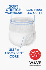 Wave Adult Disposable Pull Ups Underwear Diapers Heavy Absorbency 20 Count XL