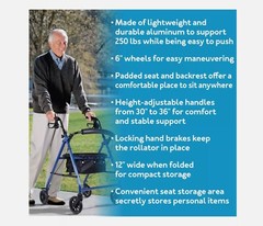 Carex Classics Rollator Walker, Foldable with Seat, FGA33577
