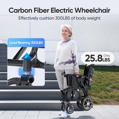 25.8lb Lightweight Carbon Fiber Electric Wheelchairs All Terrain Airline Approve