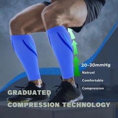 1 Pair Calf Compression Sleeves 20-30 mmHg Footless Socks for Men Women