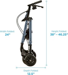 NOVA Star Deluxe Rollator Walker – Extra Wide 8″ Wheels, Blue – Open Box