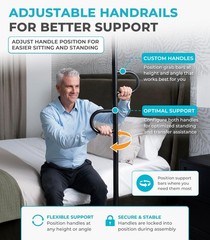 Double Handle Non-Rotating Floor to Ceiling Grab Bar, No-Drill Tension Mounte…