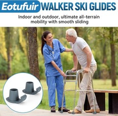 Walker Ski Glides 2 Pack Universal Walker Feet Caps Sliders Gray