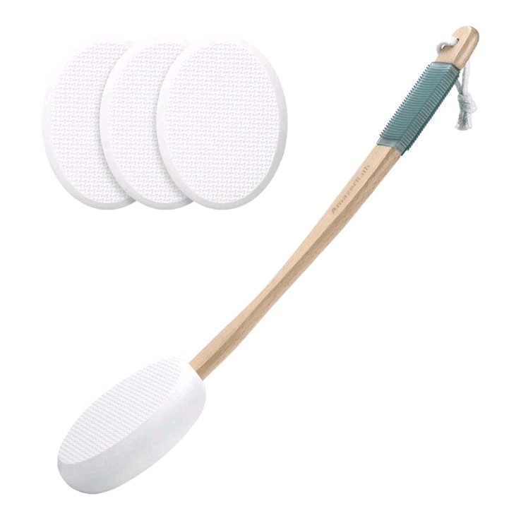 AmazerBath Lotion Applicator for Back Feet w 4 White Replacement Pads NEW