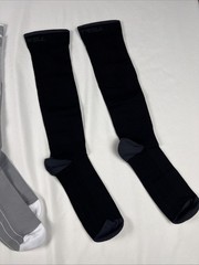 FITRELL 3 Pairs Compression Socks Grey White Black Women and Men Black L/XL