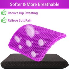 Large Gel Seat Cushion for Long Sitting, Soft & Breathable, Wheelchair & Office