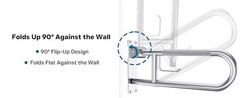 26-Inch Foldable Toilet Grab Bar – 90° Flip-Up Design, Premium 304 Stainless