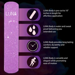 Luna Body Kinesiology Pro Tape Strips (20 Pre-cut Roll, 10″ x 2″, Purple Dream)