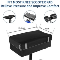 HuCPAPxi Knee Scooter Pad Cover with 2“ Removable Highly Resilient Black