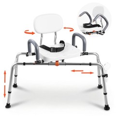 VEVOR Sliding Shower Chair Tub Transfer Bench with Swivel Seat & Back 400 lbs