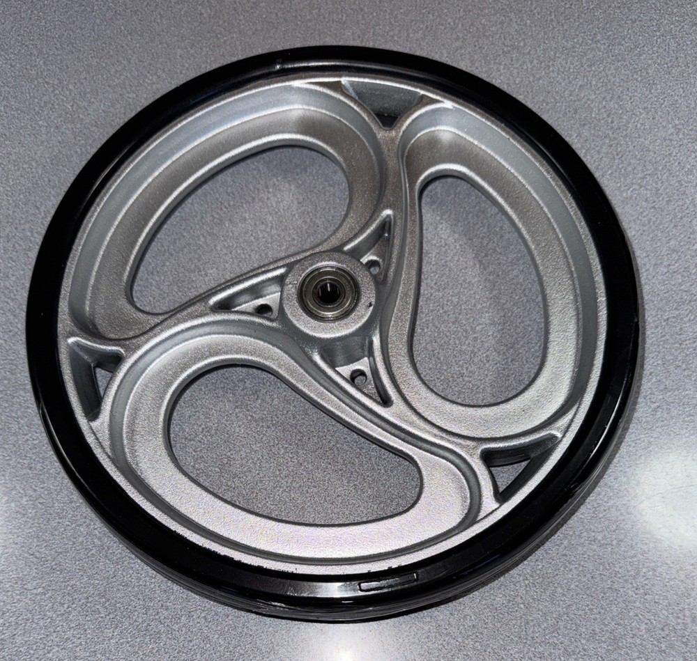 NEW 9” Mobility Caster Wheel – Silver Spoke Poly Tire W/ Bearing Hub -no Hardw