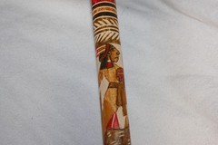 Manly Heavy Duty Hand Carved Wooden Cane Mexican Aztec Hand Painted ONE Cane